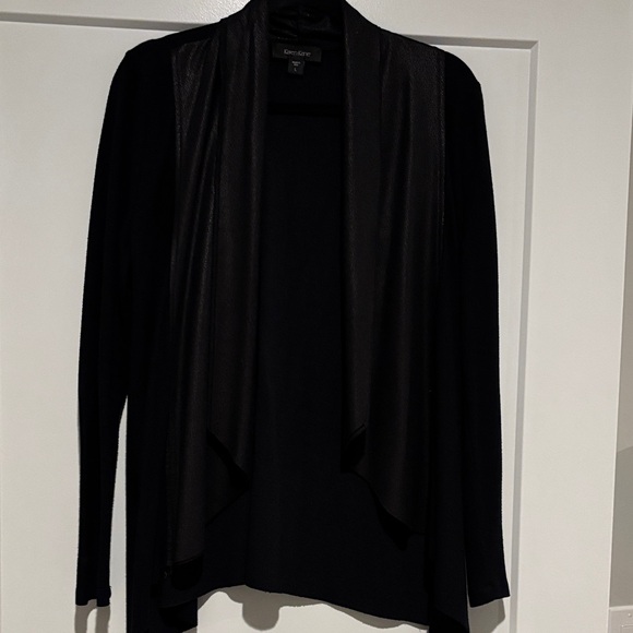 Karen Kane Black Open Front  faux leather /fabric jacker jaclet - Picture 1 of 5